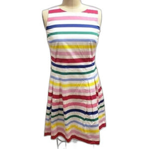 NWT RSVP by Talbots Rainbow Stripe Sleeveless Knee Length Dress Size 10